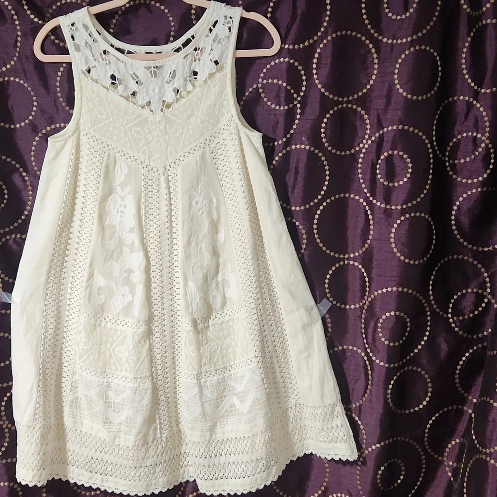 ANTHROPOLOGIE VANESSA VIRGINIA OF ANTHROPOLOGIE WOMEN'S DRES  IVORY LACE. Size 6 - Picture 4 of 11